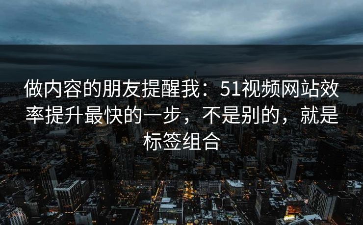 做内容的朋友提醒我：51视频网站效率提升最快的一步，不是别的，就是标签组合