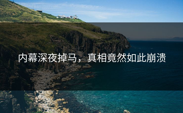 内幕深夜掉马，真相竟然如此崩溃