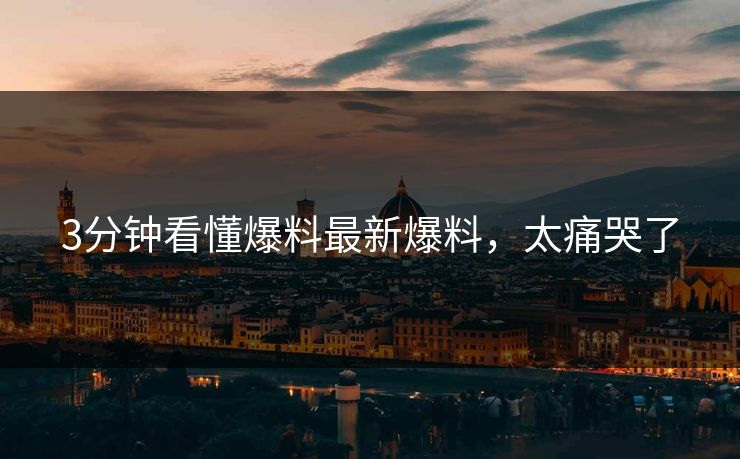 3分钟看懂爆料最新爆料，太痛哭了