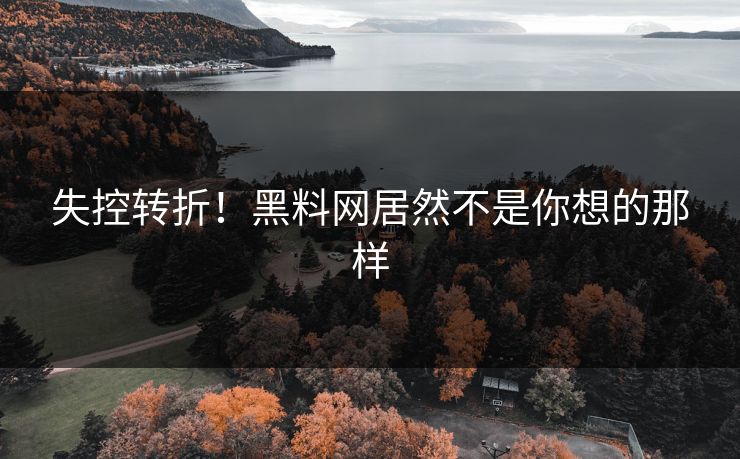 失控转折！黑料网居然不是你想的那样