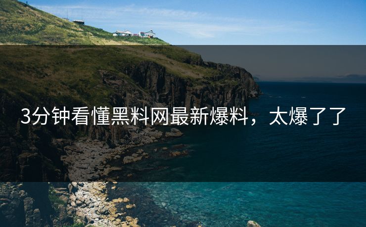 3分钟看懂黑料网最新爆料，太爆了了