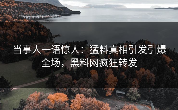 当事人一语惊人：猛料真相引发引爆全场，黑料网疯狂转发